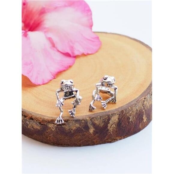 Frog Earrings Stud Animal Earrings Jewelry - Picture 5 of 7